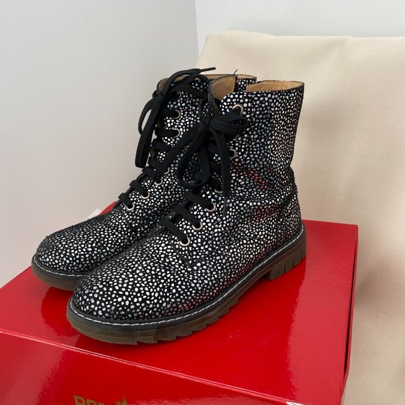 ** KIDS ** Pom D'Api "Sid Ranger" Silver Polka Dot Suede Boots, size 35 - Picture 6 of 16